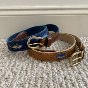 Guy Harvey Embroidered Fish Leather Belt Bundle